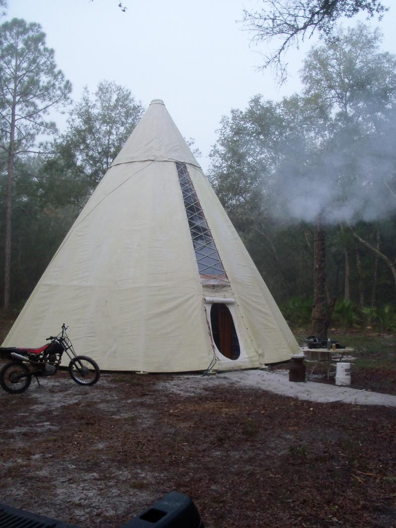 Tee Pee Totem Pole Rocket stove exhaust