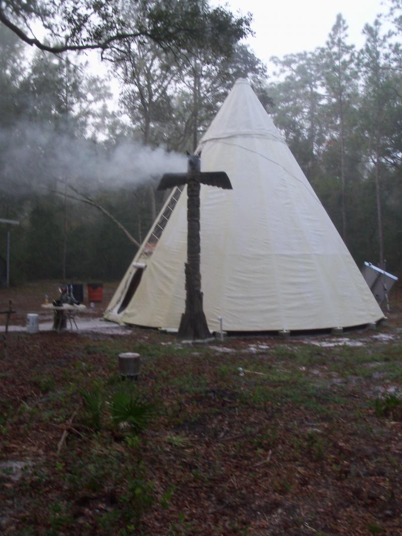 Tee Pee Totem Pole Rocket stove exhaust